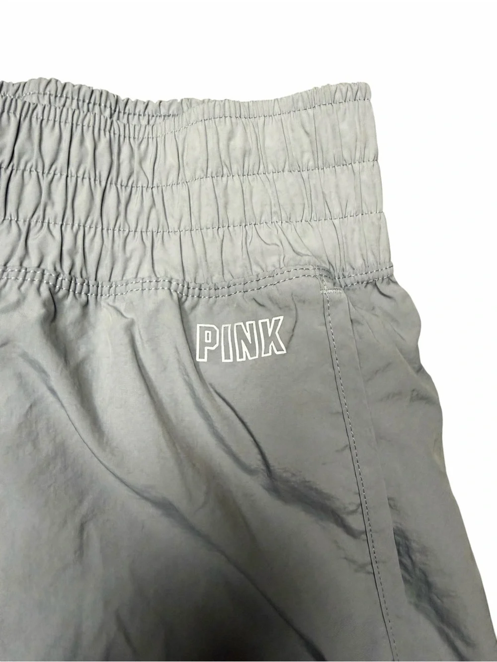 PINK Victoria's Secret Active High Waisted Running Shorts Light Grey L